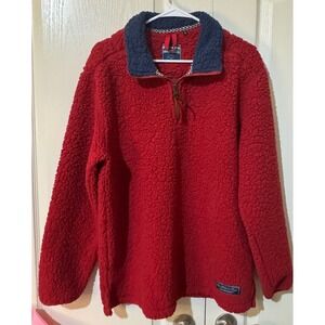 Kensington Properly Tied vintage Sherpa‎ Pullover Cozy Quarter Zip Red